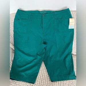 Sonoma Life + Style Modern Capri Pants Womens 24W Green Stretch NWT Plus Size